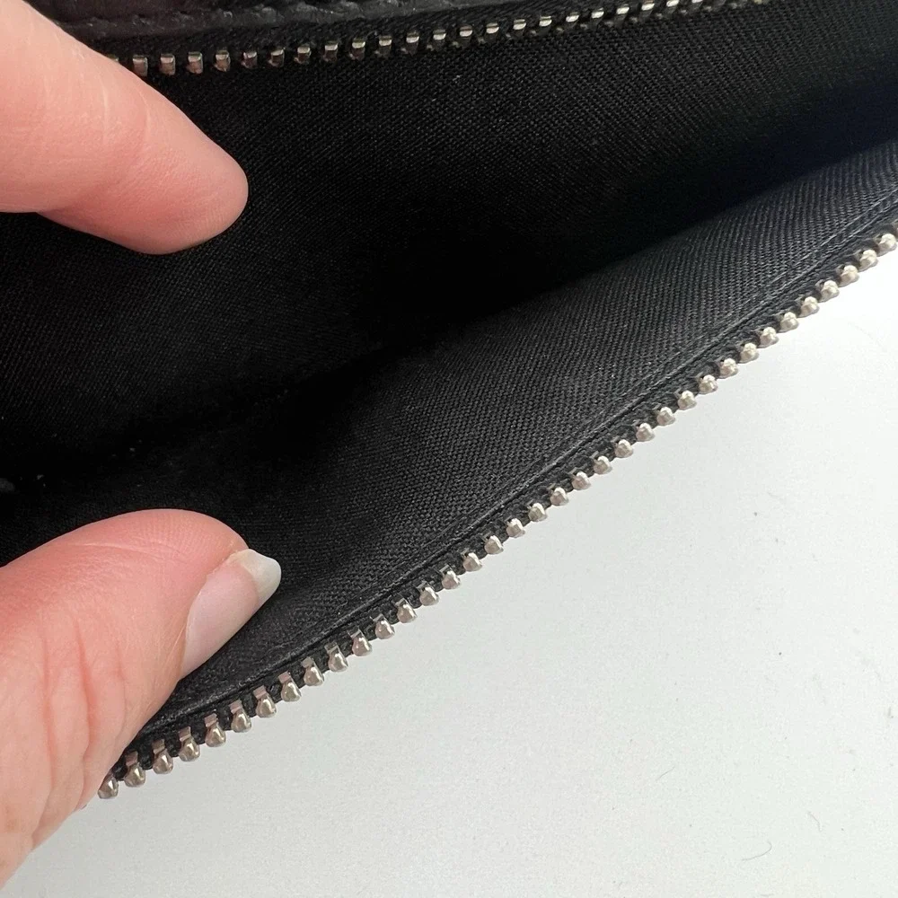 Timberland Pebbled Leather Black Wallet Women's Trifold Cardholder Clutch Flap